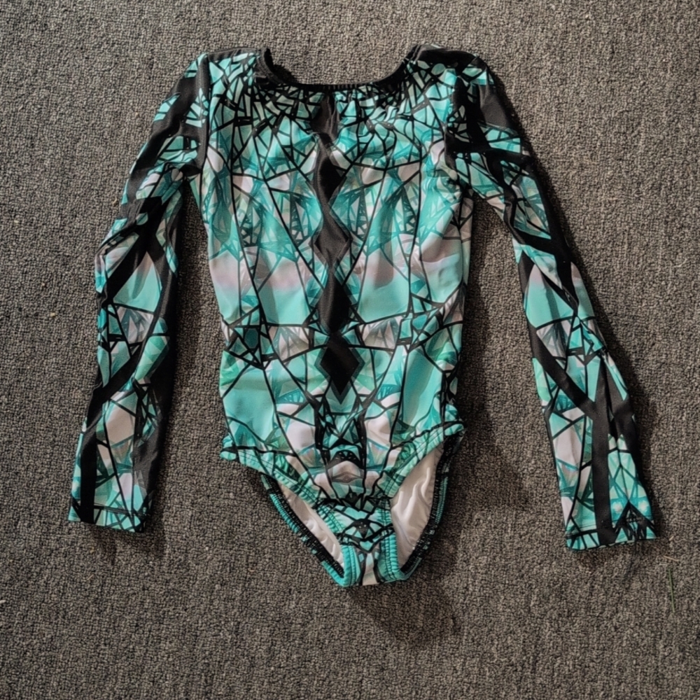 Alexandra Size 8 teal/black Leotard